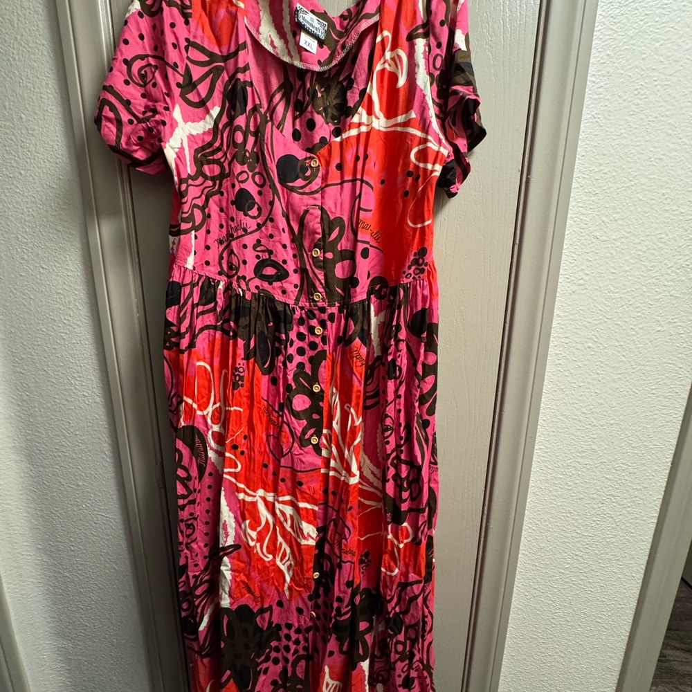 Manuhealii Pink and Black Maxi Dress